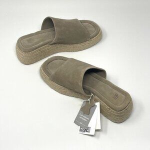 H&M Suede Chunky Y2K Flatform Sandal Espadrille Slip-On Platform Slides Size 8
